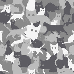 Seamless camouflage with cats - obrazy, fototapety, plakaty
