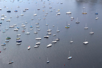 Bird eye view of boats in Rio de Janeiro, Brazil, South America