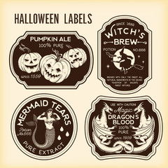 Fototapeta premium Halloween Bottle Labels Potion Labels. Vector Illustration.