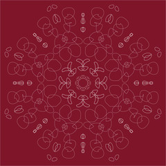 claret background with white linear rosette