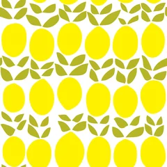 Behang Geel Naadloos vectorpatroon met citroenen