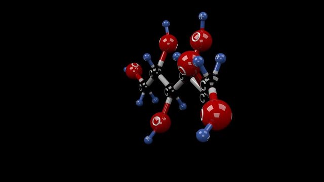Fructose molecule. Molecular structure of fructose, natural monosaccharide found in almost all fruits. Alpha channel.