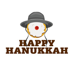 Stylized logo with the inscription Happy Hanukkah. Sufgani with a hat with paces