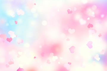 Valentine soft blurred hearts background.