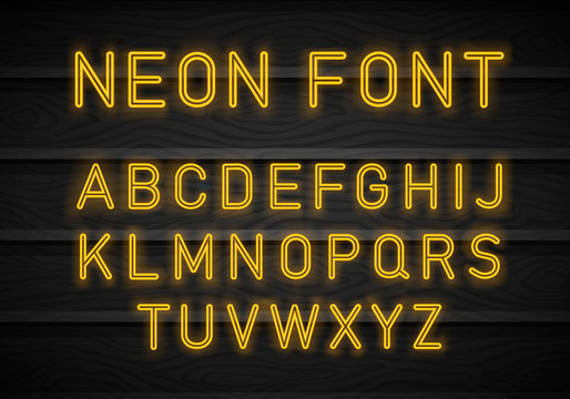 Neon font. Vector.