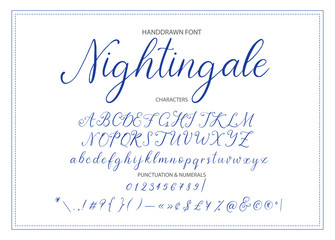 Nightingale. Handdrawn calligraphic vector font.