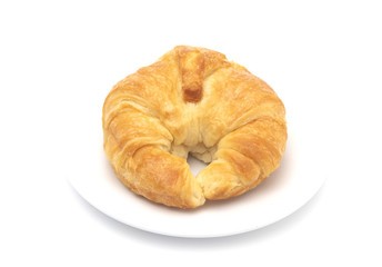 Freshly Baked Buttery French Croissants on a White Background