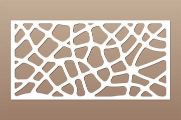 Decorative card for cutting. Abstract geometric linear
pattern. Laser cut. Ratio 1:2. Vector illustration.