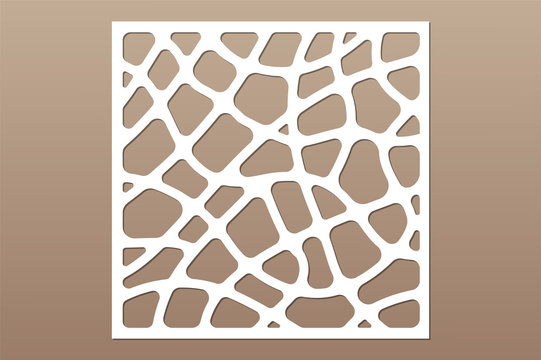 Decorative card for cutting. Abstract geometric linear
pattern. Laser cut. Ratio 1:1. Vector illustration.