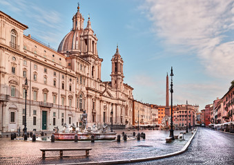 Fototapeta na wymiar Rome, Piazza Navona (Navona Square) at dawn, Italy