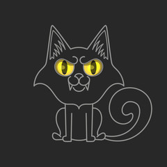 Fototapeta premium Black cat . Halloween vector illustration on black background