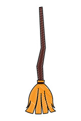 broom made from twigs on a long wooden handle object halloween