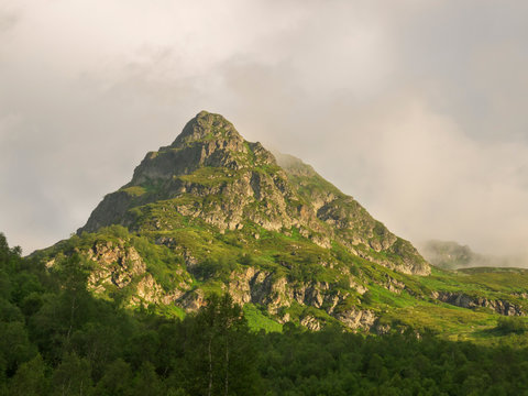 one of the mountain peaks of Chilik ridge. Resort area Arkhyz