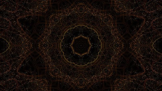 Seamless color mandala particle pattern on black background
