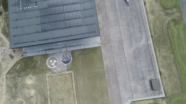 Aerial footage of old military airstrip.