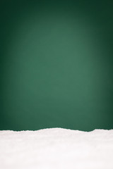 Christmas Snow with Green Background - Room for Text