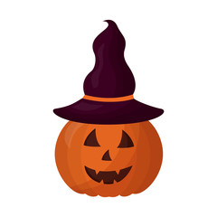 halloween pumpkin with hat witch isolated icon