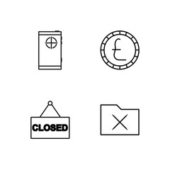 business simple outlined icons set