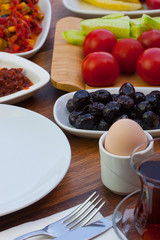 travel concept setup with traditional turkish breakfast