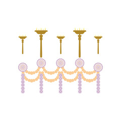 Abstract dewali design with Garlands on white background