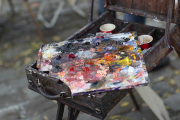 Colorful painting palette in Montmartre, Paris