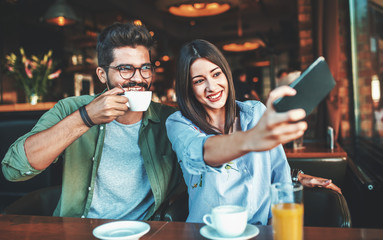 Romantic couple in the cafe. Love, romance, dating, lifestyle