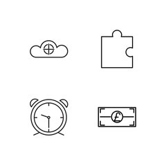 business simple outlined icons set