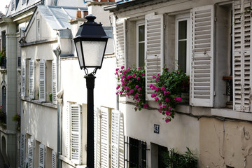 Facades of Montmartre hill in Paris, France