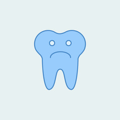 Tooth sad face sign 2 colored line icon. Simple colored element illustration. Outline symbol design from dental set