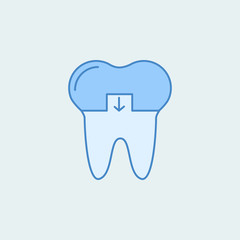 Crowned tooth 2 colored line icon. Simple colored element illustration. Outline symbol design from dental set