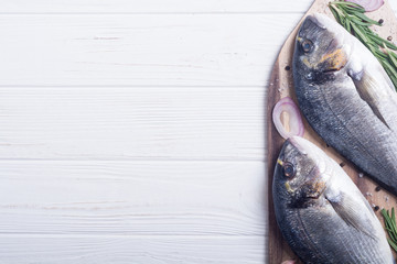 Raw dorado fish and ingridient for cooking