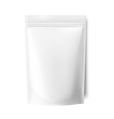 Realistic pouch pack bag isolated on white background. Front view. Vector illustration. Can be use for your design. EPS10.