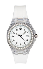 Silver wrist watch isolated with clipping path