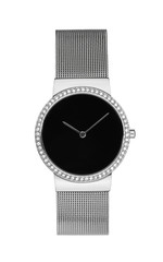 Silver wrist watch isolated with clipping path