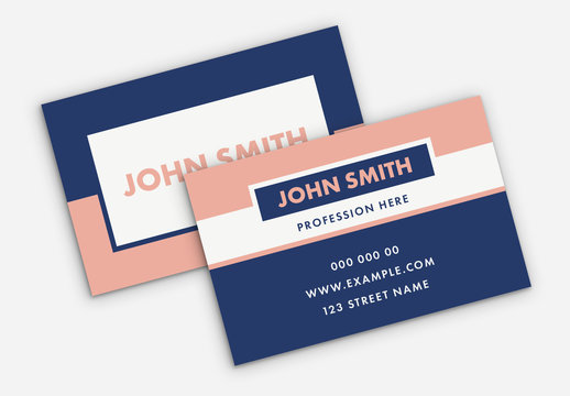 Navy and Peach Business Card Layout