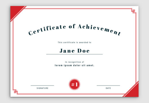 Certificate Layout with Red Double Border