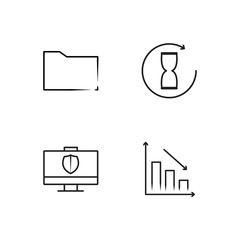 business simple outlined icons set