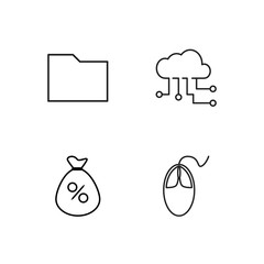 business simple outlined icons set
