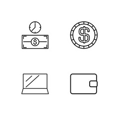 business simple outlined icons set