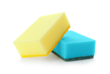 Cleaning sponges for dish washing on white background