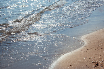 Background sea, ocean, surf waves on the beach