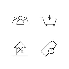 business simple outlined icons set