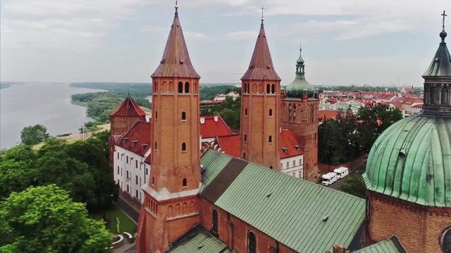 Areal shoot of Cathedral of the Blessed Virgin Mary of Masovia, in Plock, Poland.