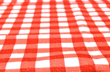 Tablecloth checkered red and white texture background, high detailed