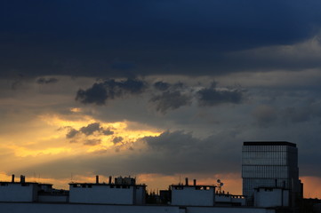 Dramatic Sun Rays/Beams and Clouds over Wroclaw City, Poland May 2018