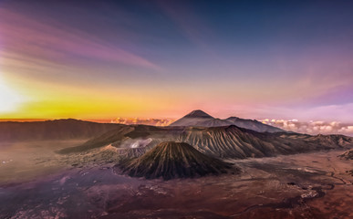 Mountain Bromo active volcano crater in East Jawa, Indonesia.
