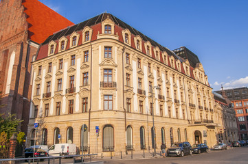 Fototapeta na wymiar Wroclaw, Poland, the Five-star Hotel Monopol Wroclaw in Art Nouveau/Neo-Baroque style from 1892.