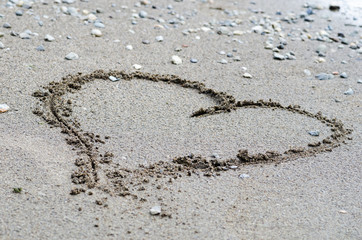 Heart drawn in sand