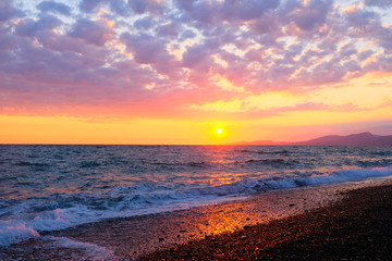Beautiful sunset above Black sea