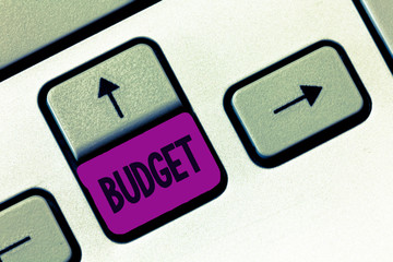 Word writing text Budget. Business concept for defined estimate of income and expenditure for set...